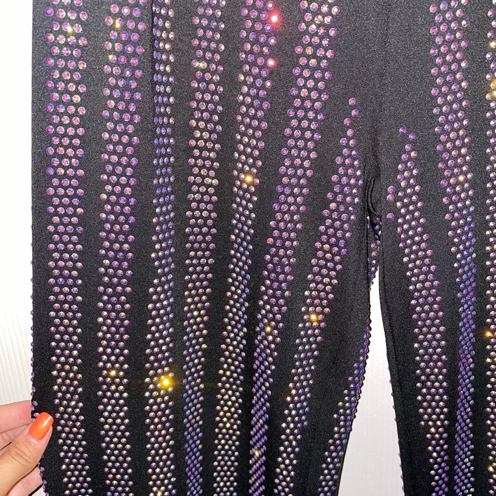 Black rhinestone pants